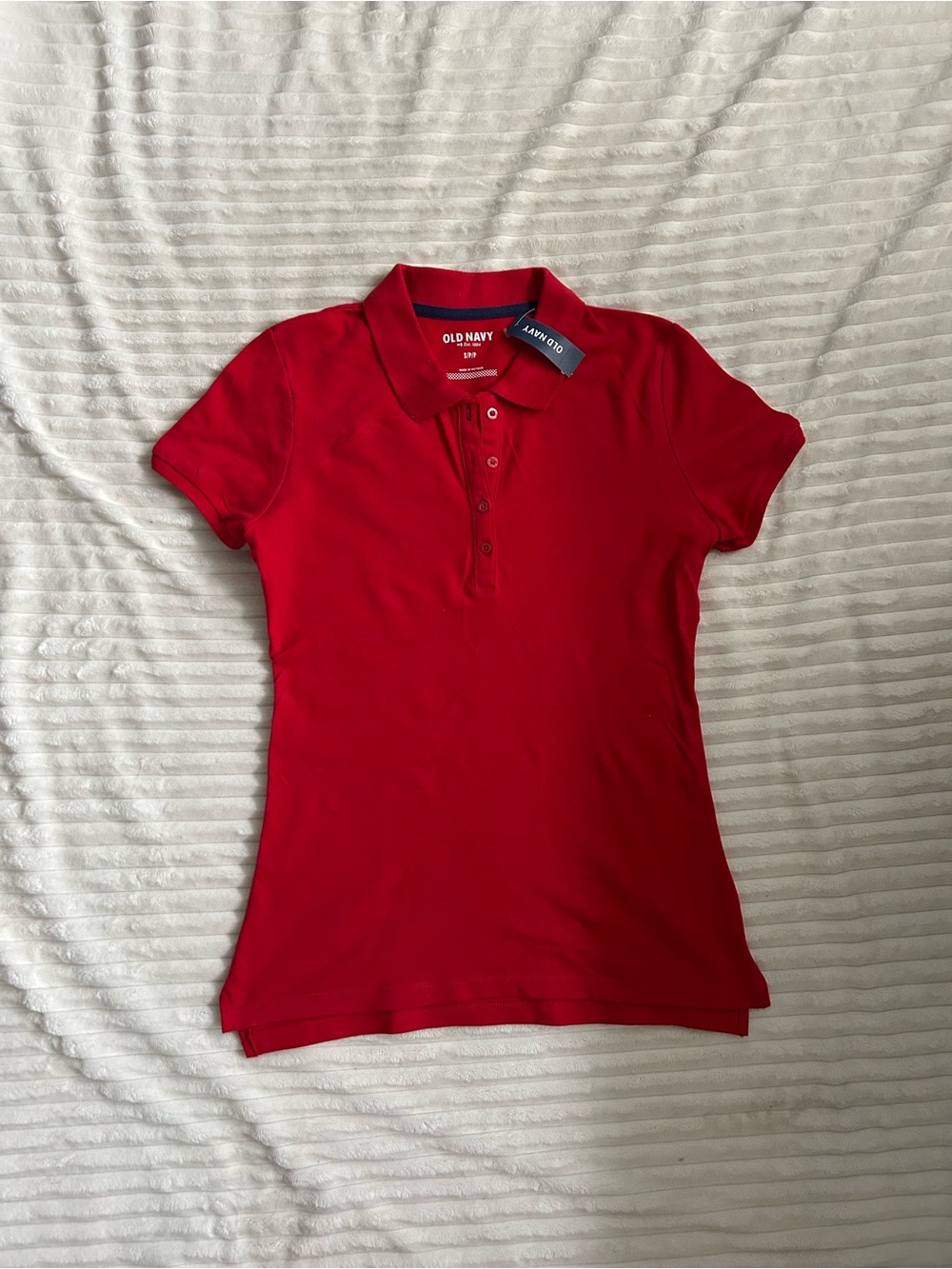 Old Navy Women's Red Polo Shirt with Short Sleeves